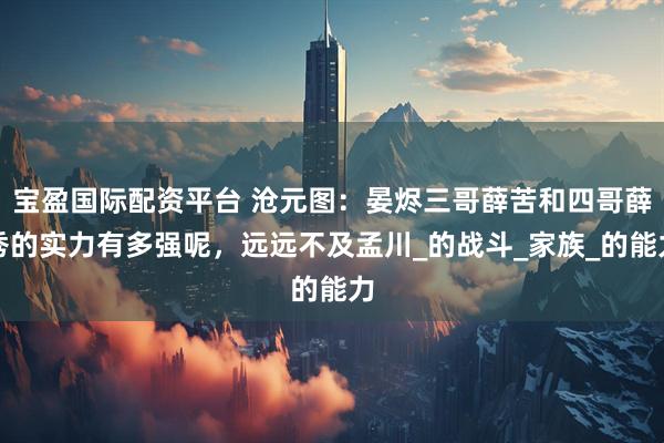 宝盈国际配资平台 沧元图:晏烬三哥薛苦和四哥薛秀的实力有多强呢,远远不及孟川_的战斗_家族_的能力